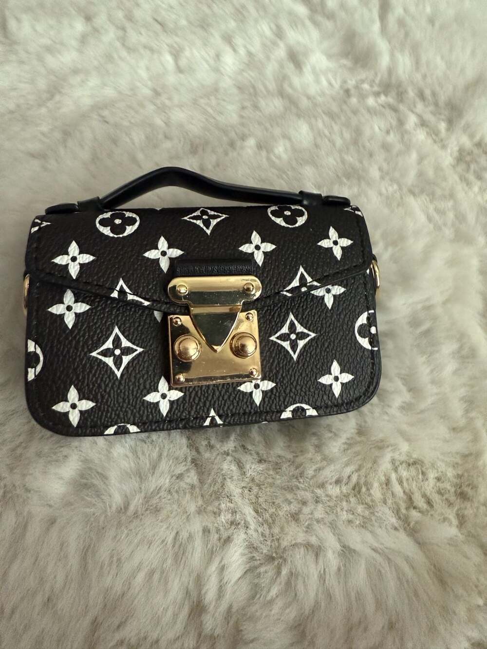 Black and White Mini Bag/Purse real leather.